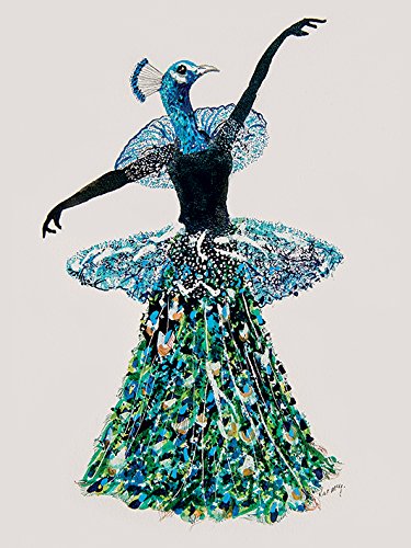 L Arte Gruppo Kathryn McGovern Classic Pavone Stampa su Tela Legno Multicolore 30 x 40 x 1.3 cm