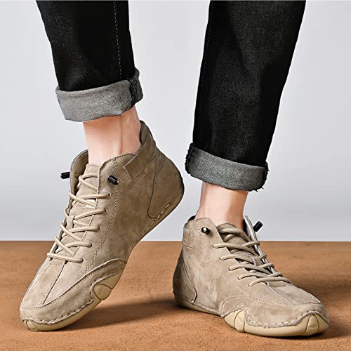 baobeijiadao Men's Beck Shoes Waterproof Non Slip High Top Chukka Boots Handmade Suede Caual Outdoor Sneakers3