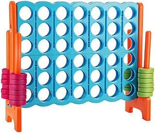 COSTWAY Giant Connect 4, Four in A Row Game Set with 42 Jumbo Rings & Quick-Release Slider, 120 x 104cm 4-to-Score Outdoor Garden Games for Kids Adult