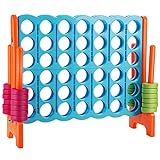 COSTWAY Giant Connect 4, Four in A Row Game Set with 42 Jumbo Rings & Quick-Release Slider, 120 x 104cm 4-to-Score Outdoor Garden Games for Kids Adult