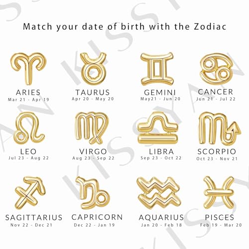 KissYan Zodiac Necklace, 14K Gold Plated Bubble Constellation Horoscope Sign Pendant Astrology Jewelry Birthday Gifts for Women2