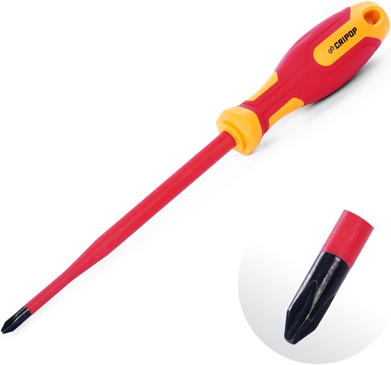 Insulated Phillips Screwdrivers, 1000V Insulated #2 Phillips Tip Screwdriver with 6" Shaft, Magnetic Tip, Slim Tip Design for Tight Spaces