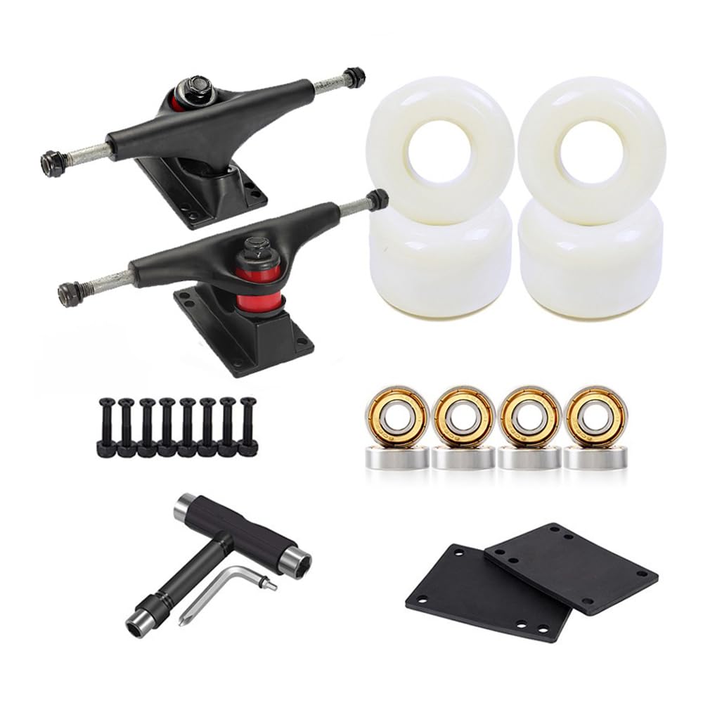 Lot de 4 Roues Et Roulements de Skateboard 54 mm 90A pour Débutants Trucks de Skateboard Roues de Street Kit de 4
