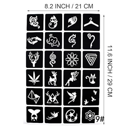 Kotbs 6 Sheets Temporary Tattoo Stencils For Kids - 90Pcs Butterfly And Scorpion Patterns Body Paint Henna Stencils Kit - Henna Tattoo Templates For Semi-Permanent Tattoos On Women, Boys, And Girls For Body Art #TOP3