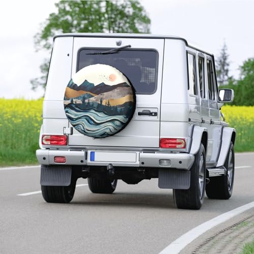 Image of Mountain Spare Tire Cover Wheel Protectors Tyre Covers Weatherproof Wheel Covers Universal Fit for Trailer Rv SUV Truck Camper Travel Trailers 17 inch