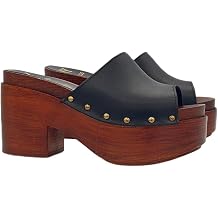 Kiara Shoes Women's Mules in Genuine Black Leather, Height 9.5 cm - MY176 Nero