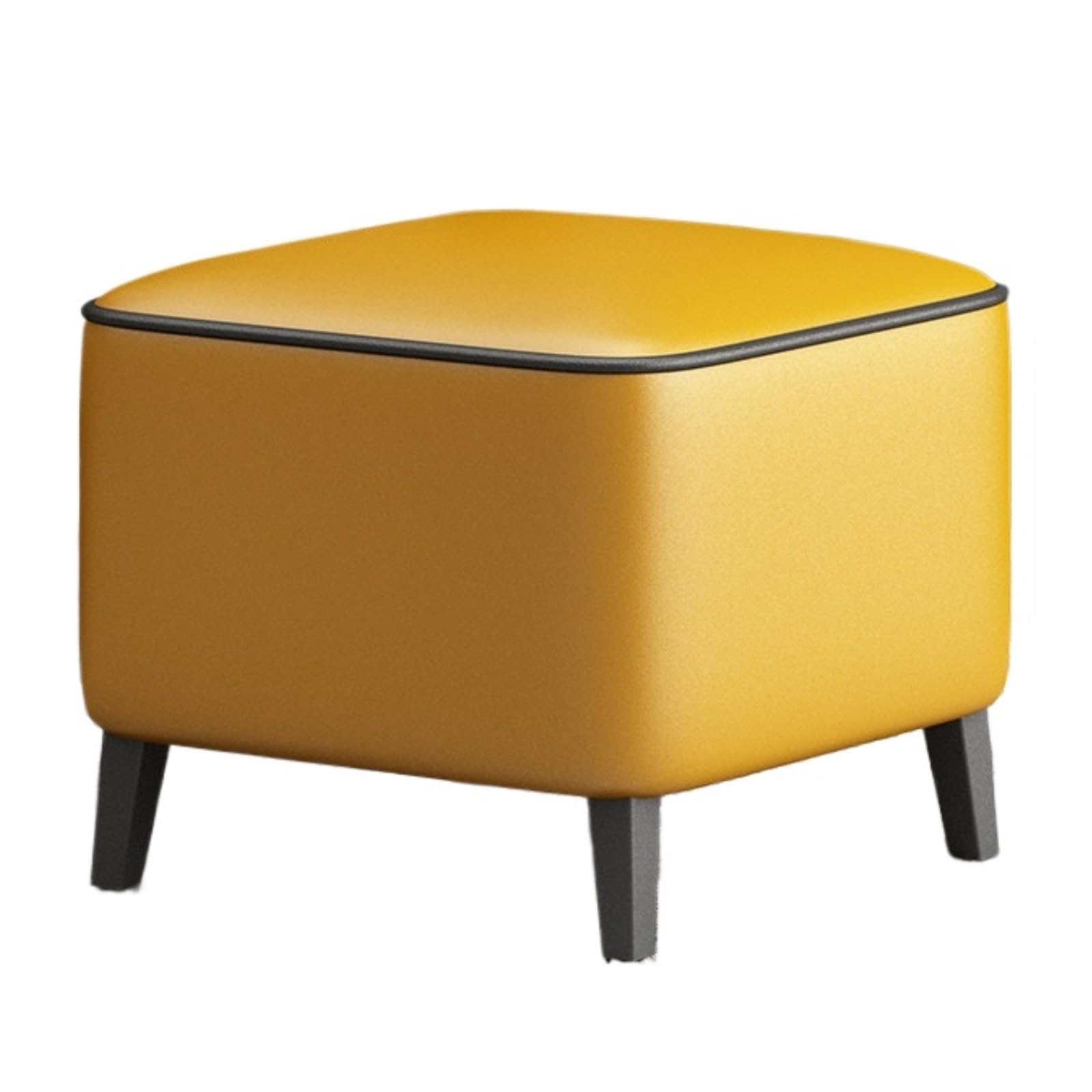 Repose-pieds carré jaune pour salon moderne et assise basse