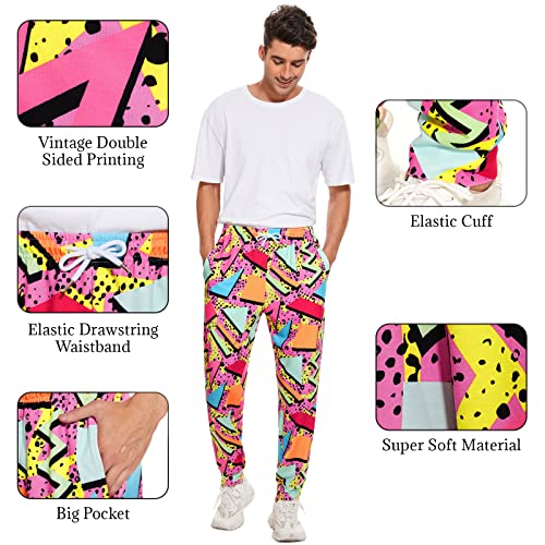 80S 90S Retro Sweatpants For Men & Women Vintage Workout Pants Track Pants Sports Costumes Outfits For Jogging Running Gym (Small, Red 80S) #TOP3