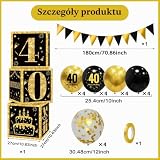 Dekoracje Na 40 Urodziny Dla Mężczyzn I Kobiet - 25Szt Złoto-Czarny Zestaw Imprezowy Z Banerem Na 40 Urodziny, Lateksowe Balony Z Numerem 40, 3Szt Pudełek Na Akcesoria Imprezowe Dla Dorosłych