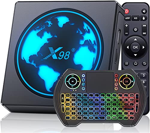 Android TV Box, 2022 Newest Android TV Box 11.0 4GB 64GB S905W2 Supports 2.4G/5G WiFi Bluetooth Ethernet LAN 3D 4K HDR Android Box Smart TV Box with Mini Backlit Keyboard