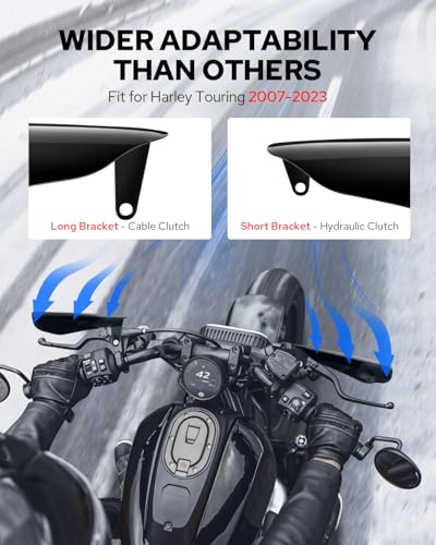 Image of Benlari Stainless Steel Handguards, Larger Hand Guards Fit for Harley Touring Street Glide Road Glide Road King Electra Glide Bagger 2007-2023, Fit for Hydraulic Clutch & Cable Clutch Style, Black