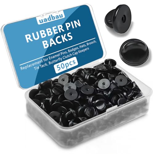 50PCS Rubber Pin Backs PVC Lapel Pin Backings Replacement for Enamel Pins Badges Hats Brooch Tie Tack Butterfly Clutch Cap Keepers Securely Hold Pins & Accessories - Black