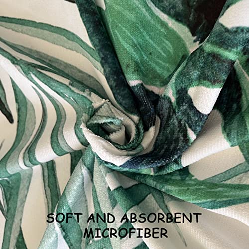 Icosamro Leaf Beach Towel Round Oversized Microfiber, Monstera Palm Tree Tropical Leaves Circle Beach Blanket Pool Bay Bathroom Decor For Women Men Kids Boys Girls, 59 Inches, Green #TOP2