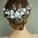 tocados boda,flores pelo,tocados pelo,adornos pelo,peinetas pelo,accesorios peinado,Peine de pelo floral azul claro Accesorios de boda Perlas Joyería el cabello nupcial Adornos hechos a mano mujeres