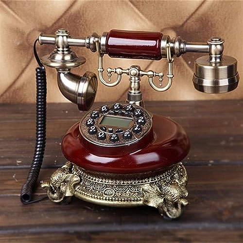 Téléphone antique rotatif ELzEy rétro en résine et laiton pour bureau