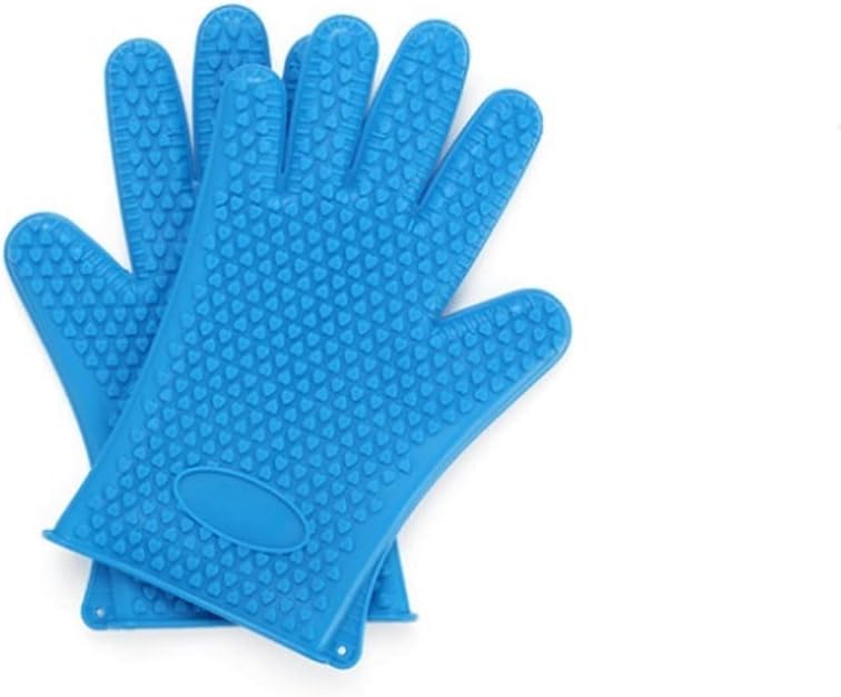 2 Pack Thick Silicon Microwave Insulated Gloves Oven Heat Resistant High Temperature Five Finger Baking Heat Resistant Gloves Heat Pad (Color : C) (B)