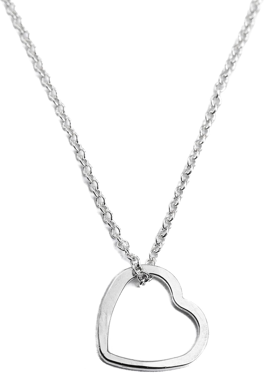 LOTUS STONE JEWELRY Sweet Heart Necklace in Solid Sterling Silver & 14K Gold Filled, Hammered Heart Pendant on Adjustable 18" Chain, Handmade Valentine's Day Necklace