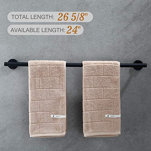 USHOWER Matte Black Bathroom Hardware Set, Modern Style Bathroom Accessories Kit, Includes 24 Inch Towel Bar, 5 Piece - Thumbnail 6