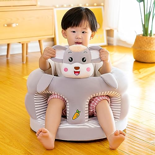 Image of Baby Seat Baby Sit up Chair Cartoon Animals Plush Sofa Seat Toddler Baby Learn to Sit up Chair Sofa Washable Cover for Back Head Support Sitting Infant Seat