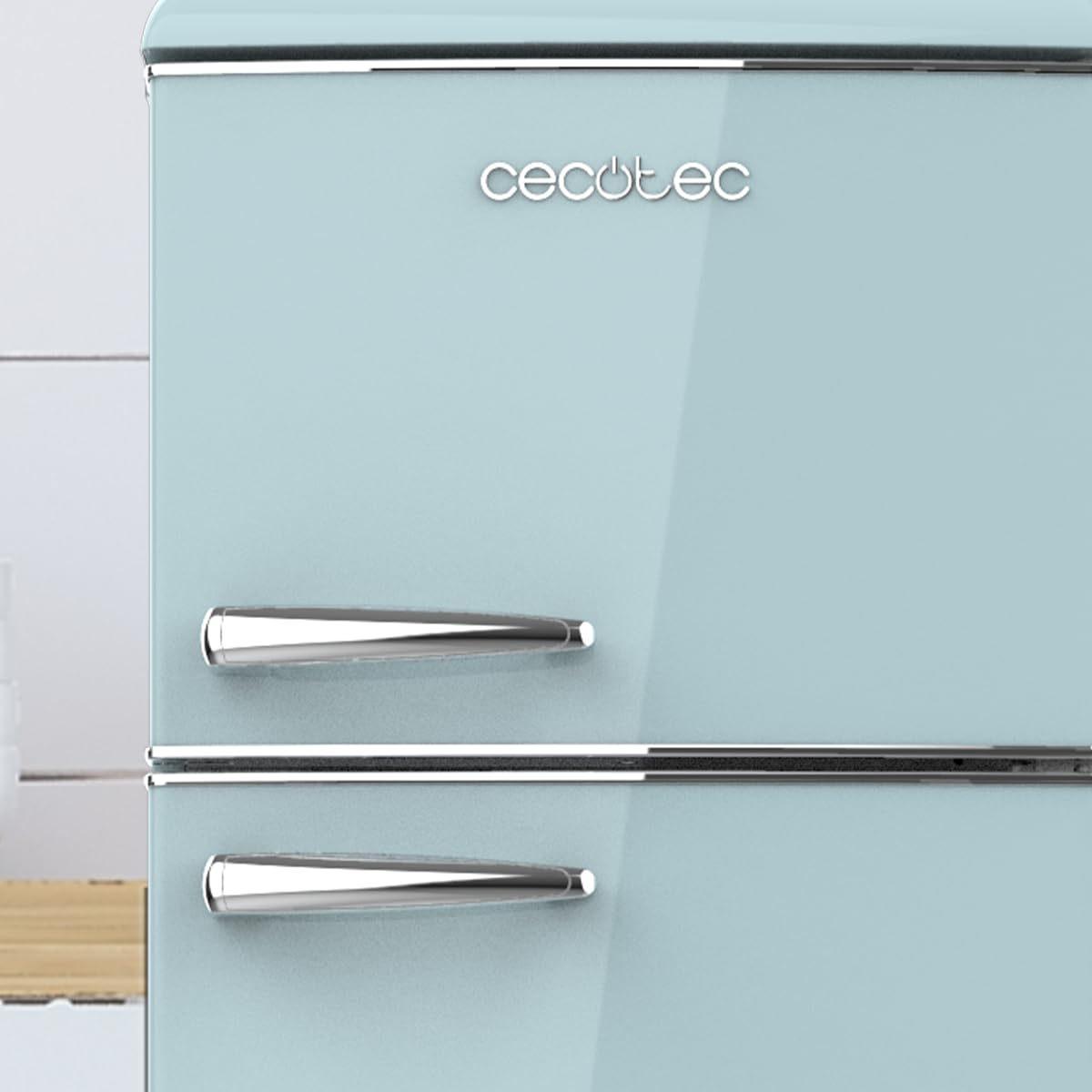 Cecotec Frigorífico 2 Puertas Retro de 215 L Bolero CoolMarket 2D Origin 215 Blue E. Altura 148,2 cm y 55,2 cm de Ancho, Luz, Tirador Cromado, Bandejas Cristal, Control de Temperatura, Azul — view 8