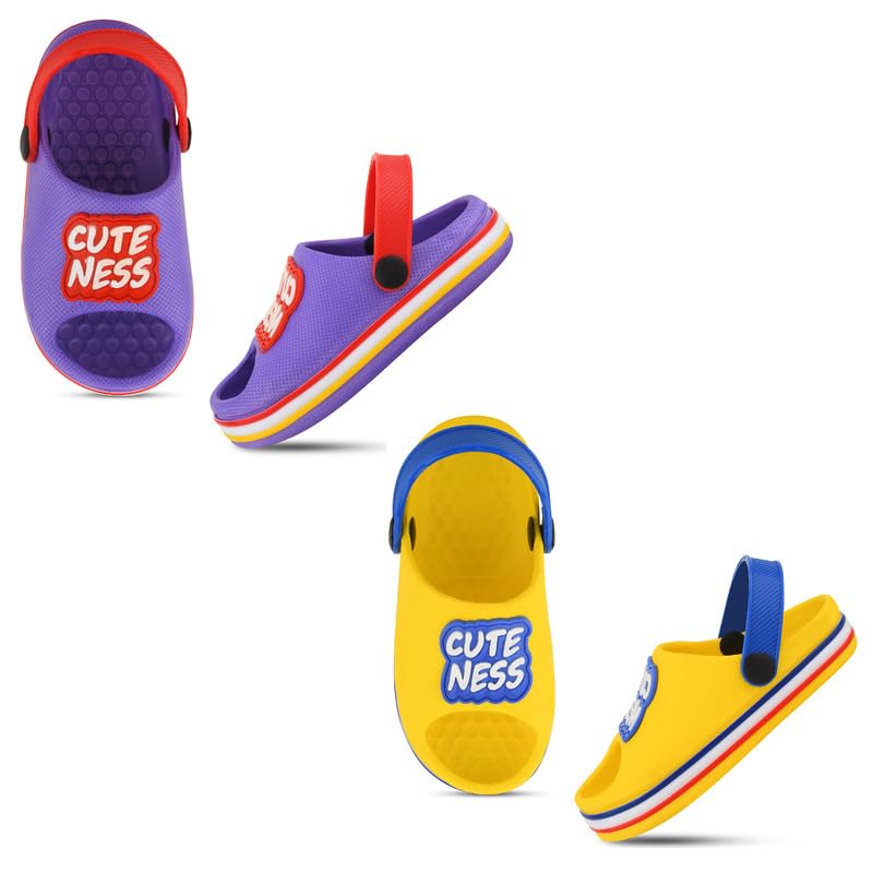 ONFEET Kids Dailywear Comfortable Lightweight Anti-Skid Casual Purple & Yellow Eva Clogs/Sandal Combo Pack of 2, ONFEET-CUTE-CLOGS-PURPLE-YELLOW-9C (B0CQ2NX3FJ) Amazon Price History, Amazon Price Tracker