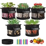 VIVOSUN 5-Pack 7 Gallon Visible Potato Grow Bags, Thick Fabric Potato Pots with 360Β° Visibility & Harvest Window, Potato Growing Containers Potato Planter Potato Planter for Growing Potatoes, Black