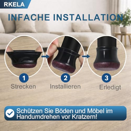 32 Stück Stuhlbeinkappen Rund, Filzgleiter für stühle, Stuhlbeinschoner – Ansicht 5