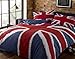 Rock N Roll Union Jack, Colore: Rosso, Bianco e Blu dell'Union Jack-couette. Semplice, 135 cm x 200 cm con 1 Federa per Cuscino.