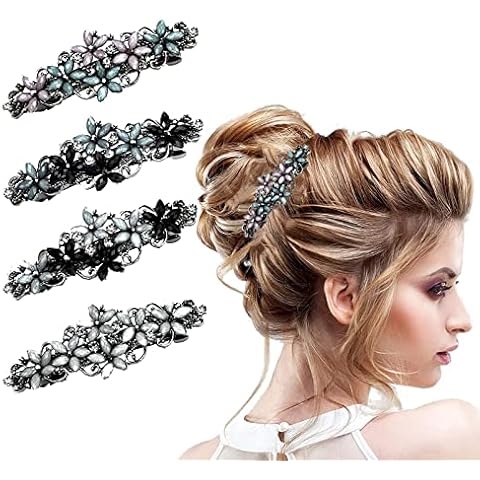 Damen Haarspangen glänzende Haarspangen 4 Damen Mode Kristall Haarspangen speziell für Damen mit Kristall verkrustete Haarspangen glänzende Damen Haarspangen gemacht Cover