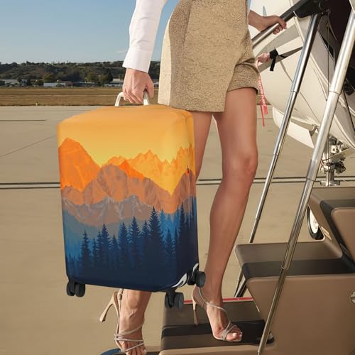 Image of Explore Land Travel Luggage Cover Air Approve Suitcase Protector Fits 18-32 Inches Case, Amber Mountains, S, Amber Mountains