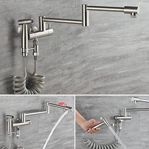 Robinet de cuisine mural pliable en inox brossé orientable 360 - 6