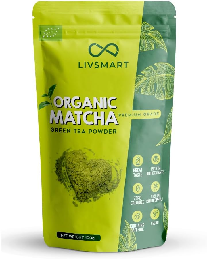 Livsmart Organic Matcha Tea Powder (100g, 50 servings) - Premium Grade