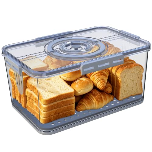 Fanlory Bread Box with Lid and Handle,Bread Storage Container With Time Recording for Camping & Outdoor Travel,Airtight Bread Keeper for Homemade Toast, Bagel,Cookies,Not dishwasher safe