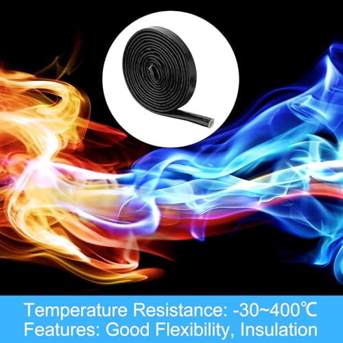 Image of MECCANIXITY 3 /8 inch ID 10ft Heat Shielded Fire Sleeve Silicone Coated Fiberglass Tape, for Automotive Hose Lines Wires Electrical Wiring, Black