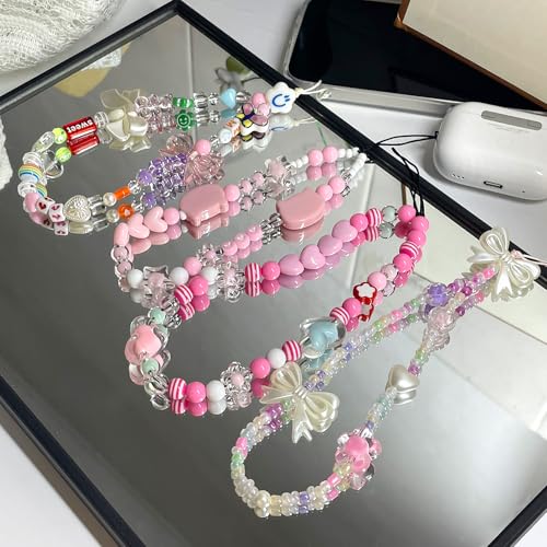 Lexaoyoo Phone Charms 4 Pack, Beaded Cellphone Wrist Strap Set — view 6