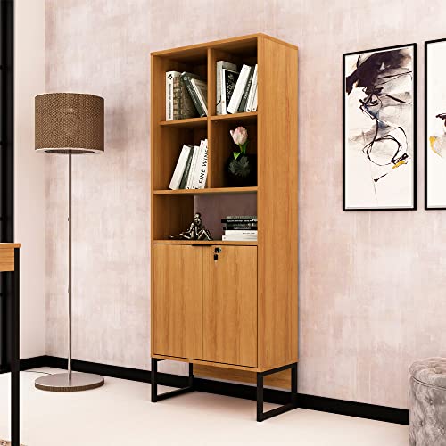 Armário alto com chave ME4155 Amendoa/Preto