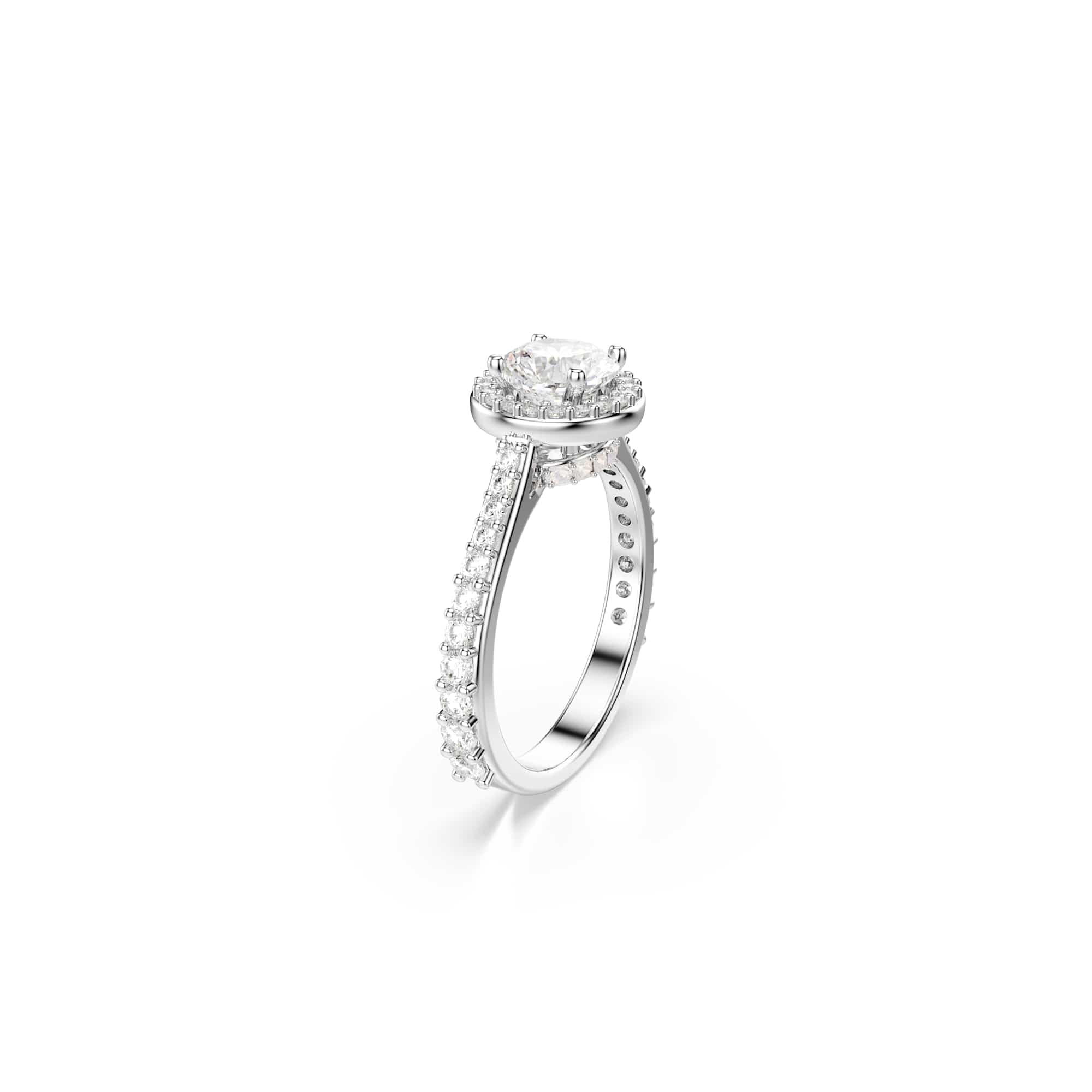 Swarovski Una Angelic Collezione bague, taille ronde, blanc, finition ton argenté