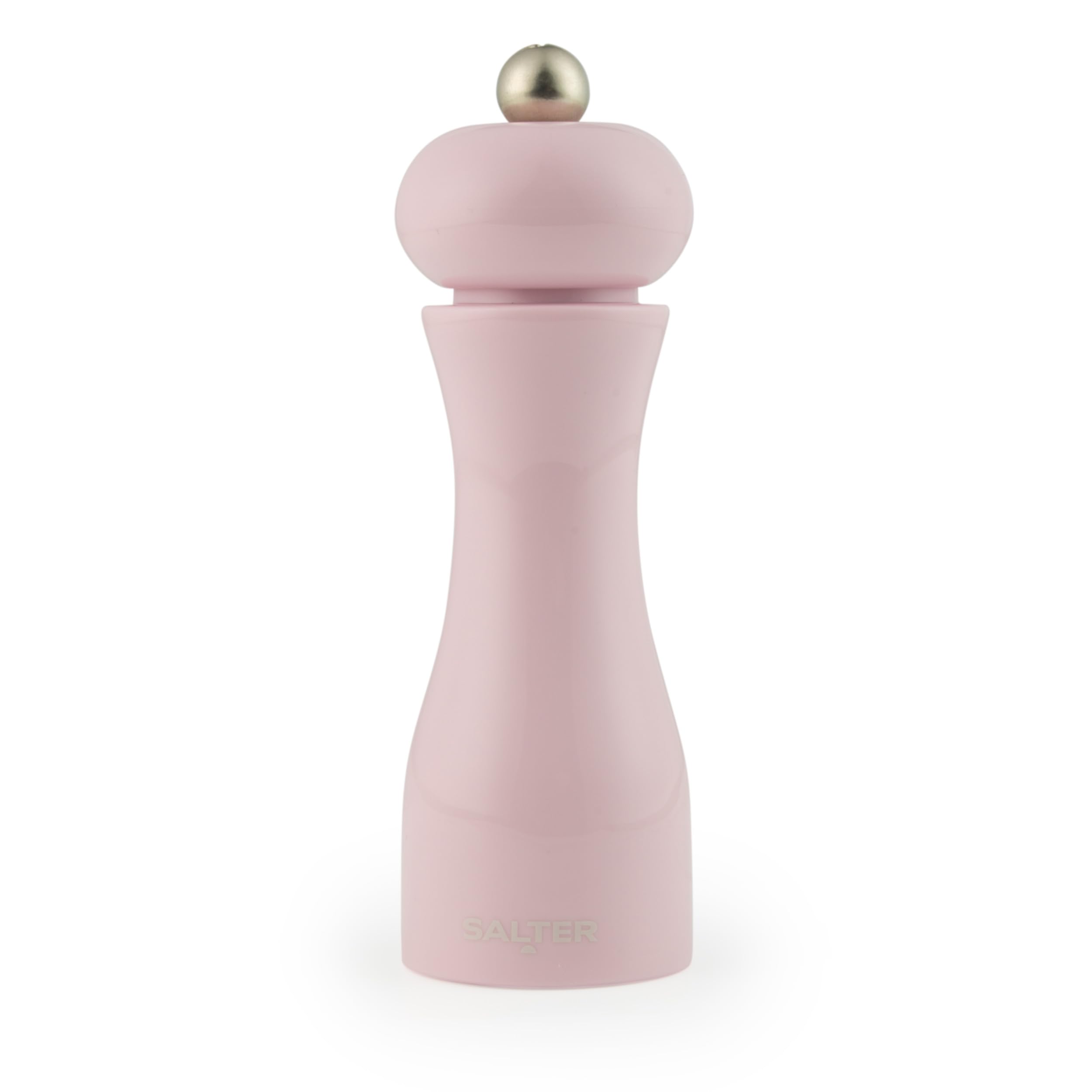 Salter Retro 18.5 cm Seasoning Mill – Manual Salt Grinder or Pepper Mill, Pink Acrylic Body, Ceramic Grind Mechanism, Adjustable Coarseness, Spices, Home, Kitchen, Vintage Design