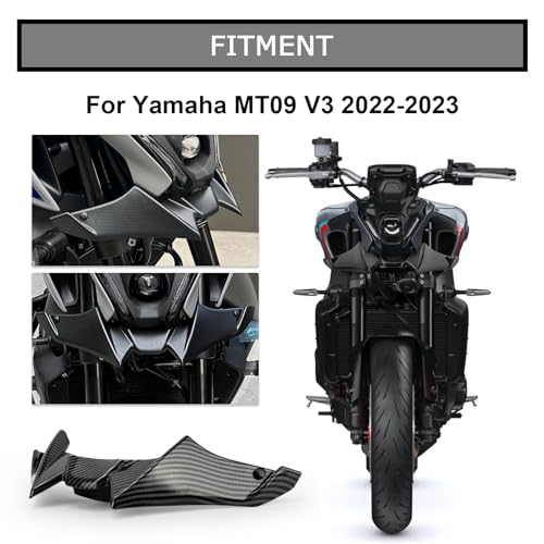 Frontverkleidung Spoiler Schnabel Nose Cone Verlängerung Cover Extender für Yamaha MT09 V3 2022-2023, PSLER Aerodynamische Flügel Deflektor Cowl Trim Zubehör(Carbonfaser)