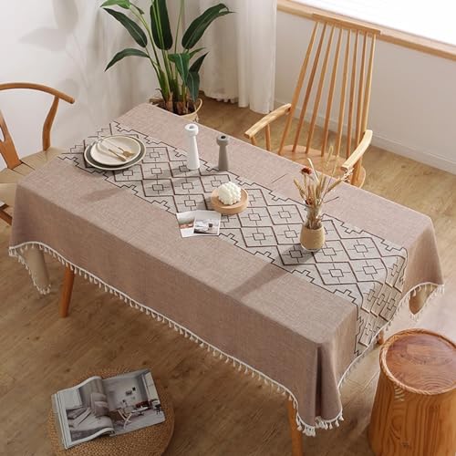 Nappe géométrique brodée 140x140 en tissu polyester lourd de luxe - 3