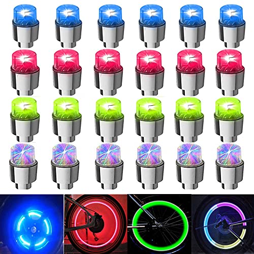 Image of 24 PCS LED Wheel Lights Flash Light Tire Valve Cap Lamp for Car Trucks Motorcycle Bike (24pcs Mixed)