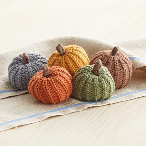 Image of Your Heart's Content Mini Knit Pumpkins Set of 5 (Mini Earth Tone Set) | Fall Tiered Tray Decor, Thanksgiving Table Setting, For Garland, Cozy Vibe