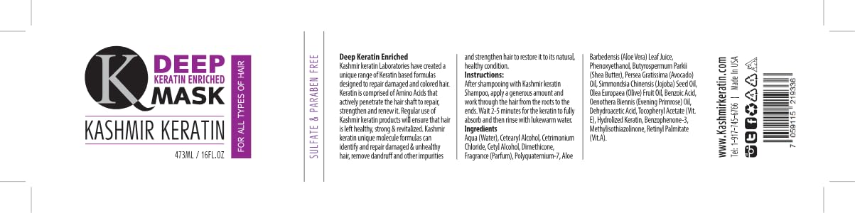 Kashmir Keratin Deep Keratin Enriched Hair Mask (8 fl.oz)