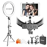 Neewer Ring Light Kit: 18 inches Outer 55W 5500K Dimmable LED Ring Light with Light Stand/iPad Clamp/Soft Tube/Color Filter/Carrying Bag for YouTube Video, Selfie, Make-up, Hair Salon, etc