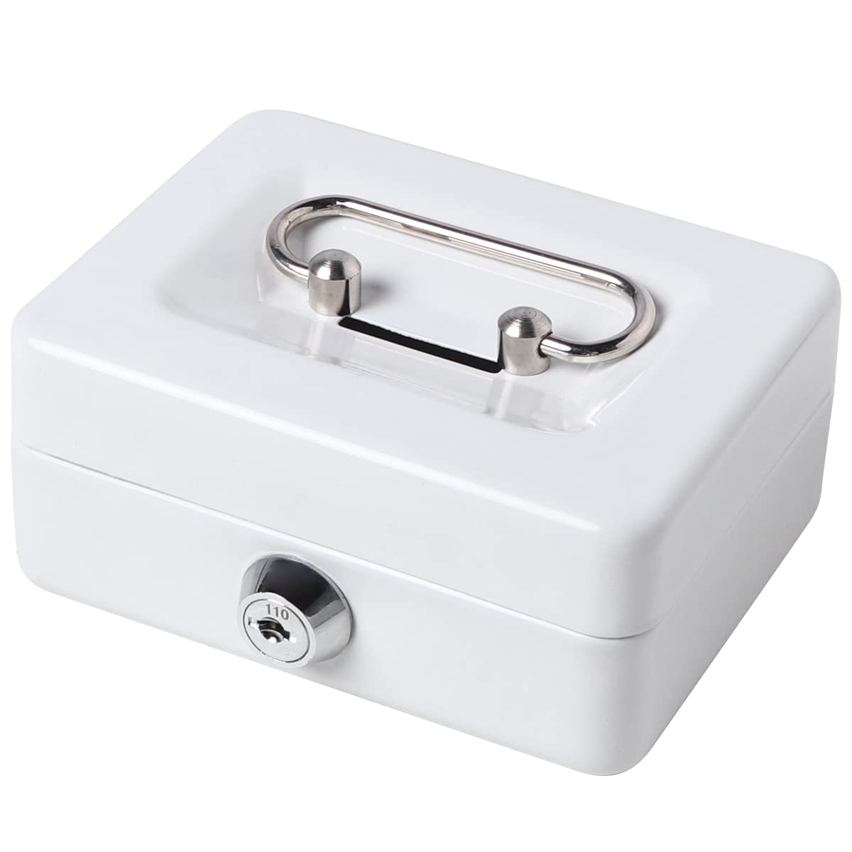 Small Cash Box with Lock and Slot, Decaller Locking Money Box, Metal Coin Piggy Bank for Adults and Kids