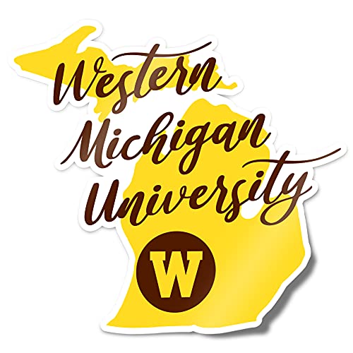 Western Michigan University WMU Broncos Vinyl Decal Laptop Water Bottle Car Scrapbook (State Border Sticker)