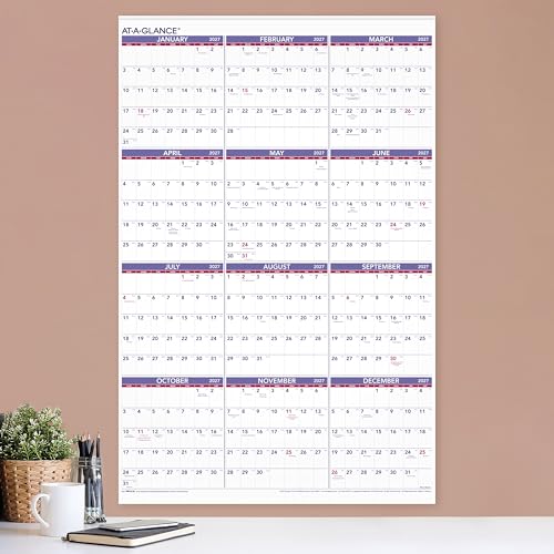 Image of AT-A-GLANCE 2027 Wall Calendar, Monthly, 24 inch x 36 inch, Full Year View (PM122827), White