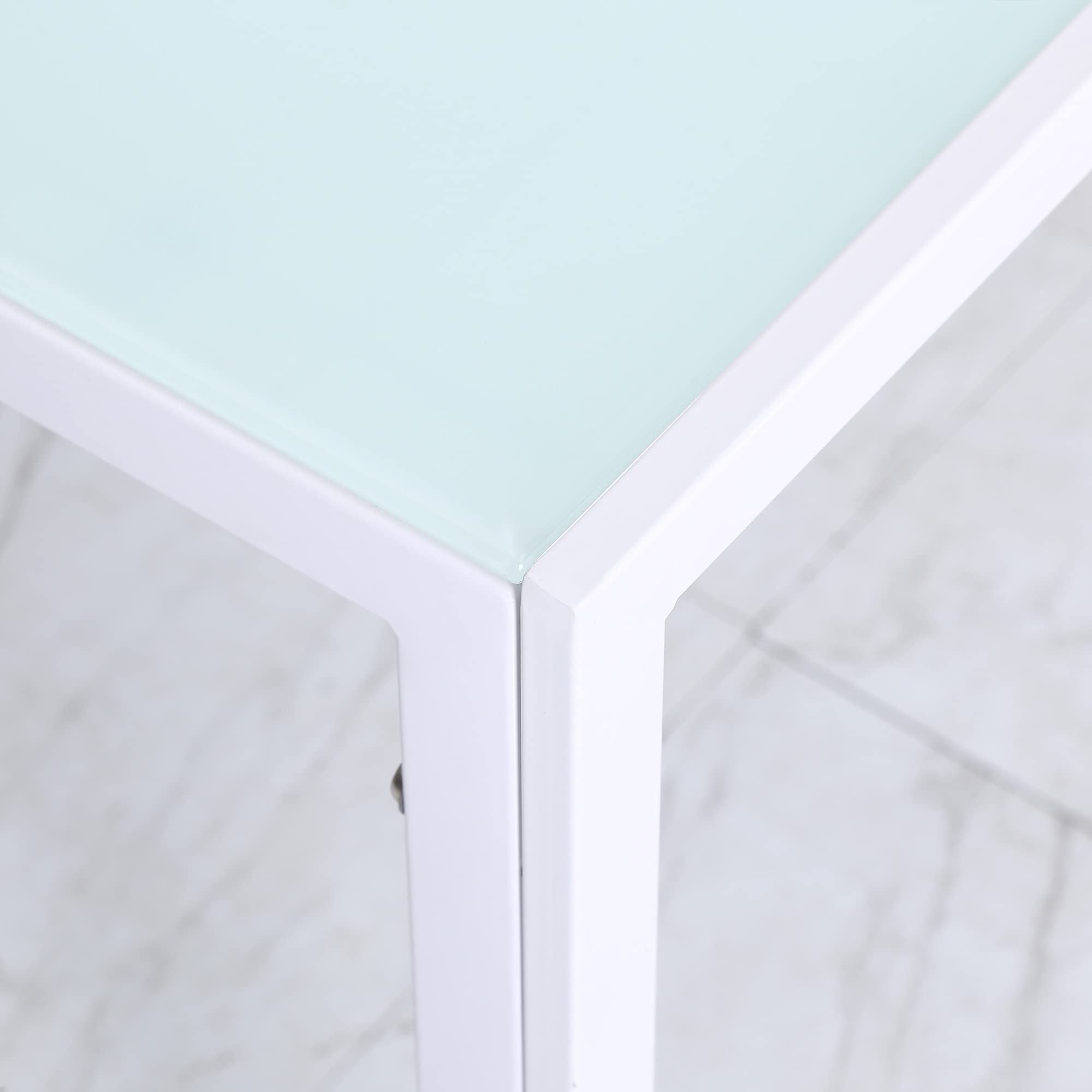 HOMCOM Tavolo Rettangolare da 4 Persone per Cucina e Soggiorno, Tavolo Moderno in Metallo e Vetro Temperato, 120x60x75 cm, Bianco