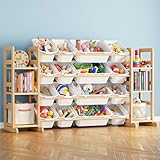 SpaceAid Toy Storage Organizer with 6 Shelves and 16 Bins, Toy Organizers Storage Bookshelf, Kids Bin Shelf Toys Box Bookcase for Bedroom Playroom Organization Room Decor, White