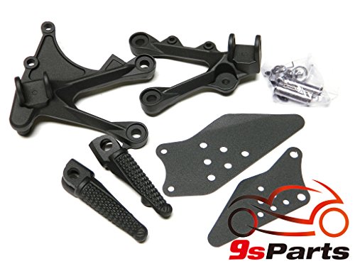 9sparts OEM Replacement Passenger Front Foot Rest Pegs Bracket Rearsets for 2005 2006 2007 2008 KAWASAKI ZX-6R ZX 6R (BLACK)